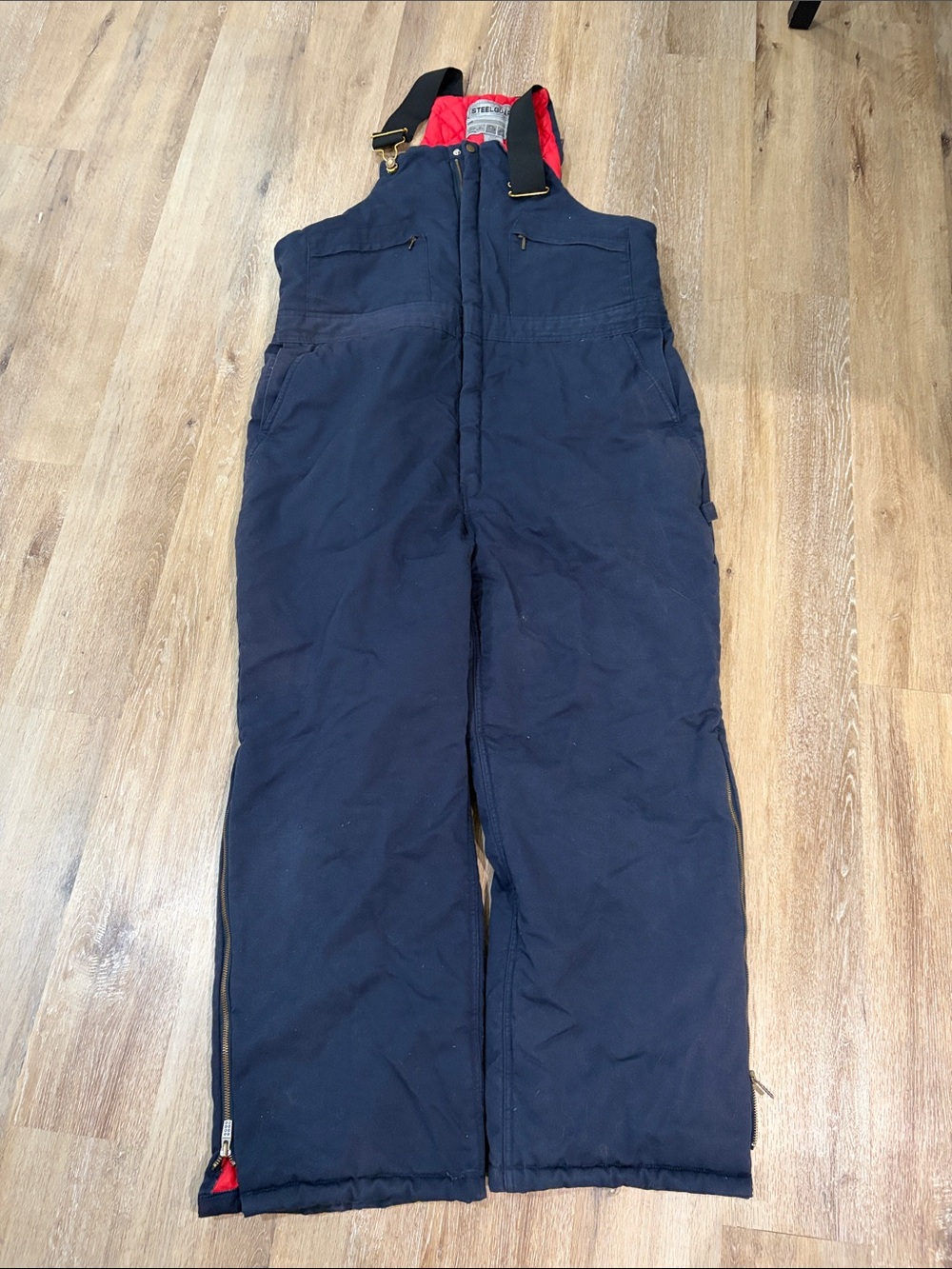 Men's Navy Insulated Bib Overalls with Red Lining